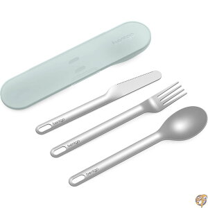 �y�N�[�|���z�M���zBentgo Juego de utensilios viaje acero inoxidable - cubiertos reutilizables 3 piezas con funda transporte, premium alta calidad, sin BPA, ecolgico, ideal para viajes, camping y uso en la oficina (Aqua)