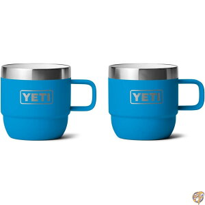 YETI Rambler 6 oz Stackable Mug, Stainless Steel, Vacuum Insulated Espresso/Coffee 2 Pack, Big Wave Blue