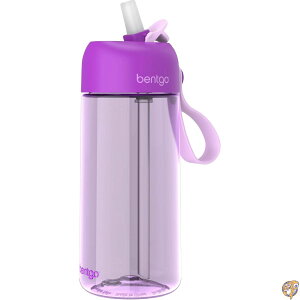 Bentgo Kids Water Bottle - New & Improved 2023 Leak-Proof, BPA-Free 15 oz. Cup for Toddlers Children Flip-Up Safe-Sip Straw School, Sports, Daycare, Camp More (Purple)