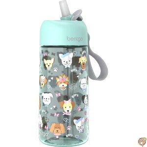 Bentgo Kids Water Bottle - New & Improved 2023 Leak-Proof, BPA-Free 15 oz. Cup for Toddlers Children Flip-Up Safe-Sip Straw School, Sports, Daycare, Camp More (Puppy Love)