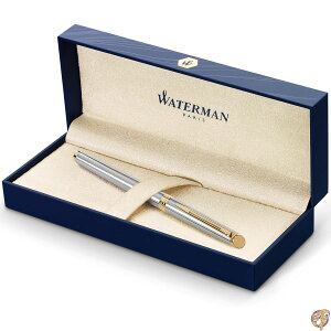 �y�N�[�|���z�M���zWaterman Hemisphere Gift Box includes Fine Nib Gold Trim Roller Ball Pen - Stainless Steel/ Black Refill ���[���[�{�[���y�� (���s�A���i)