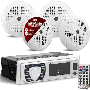 y1000~/555~N[|26ԁzPyle Marine WIV[o[ Xs[J[Zbg 12V VO DINX^C BluetoothΉ h fW^{[g _bV{[hR\[VXe }CNt Xs[