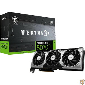 MSI Gaming RTX 5070 Ti 16G Ventus 3X OCOtBbNXJ[h (16GB GDDR7A256rbgAɂ̃ptH[}X:2497MHzADisplayPort x 3 2.1aAHDMI 2.1bANVIDIA Blackwell Architecture)