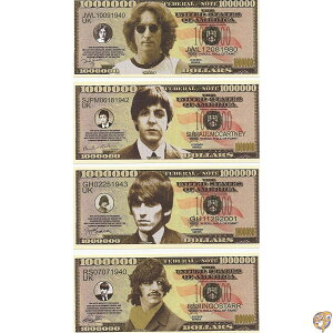 [r[gYRNeBu]The Beatles Collectibles The $Million Dollar$ Novelty Bills Complete Set of 4 [sAi]