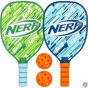 Franklin Sports NERF 2 Player Pickleball Paddle Set - Youth Equipment (2) Wooden Paddles with Foam Grips + Outdoor Pickleballs for Kids Carry Bag Included