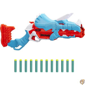 Nerf DinoSquad Tricera-Blast, s'ouvre pour Charger, 12 flchettes Nerf, Rangement de flchettes, Design Triceratops