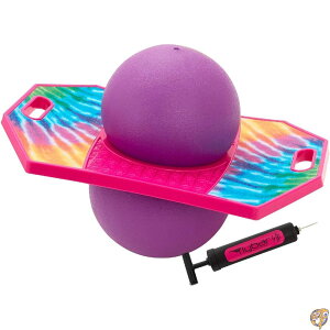 �y�ő�1000�~�N�[�|���zFlybar Pogo Trick Ball for Kids, Bounce Board Boys and Girls Ages 6+, Up to 160 lbs, Includes Pump, Easy Carry Handle, Durable Plastic Deck Indoor, Outdoor Toy Jumper (Tie Dye)