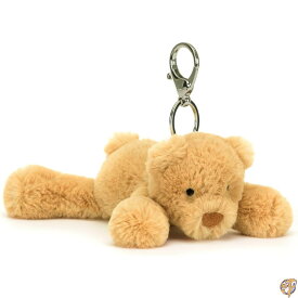 Jellycat Smudge Bear Bag Charm、3インチ - テディベア フラシ天キーホルダー 素晴らしいギフトアイデア