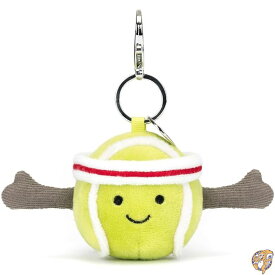 Jellycat Amuseables テニスボールバッグチャーム 2.5インチ - スポーツフラシ天キーチェーン スポーツファンへのギフト。