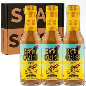 Hot Ones Los Calientes Verde�i�z�b�g�����Y ���X�J���G���e�X �x���f�j�z�b�g�\�[�X�b�O���[���Z���[�m�A�I�����W�n�o�l���A�A�v���R�b�g�̐▭�ȕ����b5 fl oz�i��148ml�j�{�g��×3�{�Z�b�g