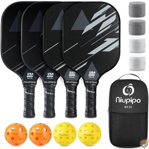 �y�N�[�|���z�M���zniupipo Pickleball Paddles, Lightweight Rackets w/Fiberglass Surface, Honeycomb Core, USAPA Approved Paddle Set of 4 Racquets, 1 Bag, Grip Tapes, Balls for Indoor & Outdoor�c