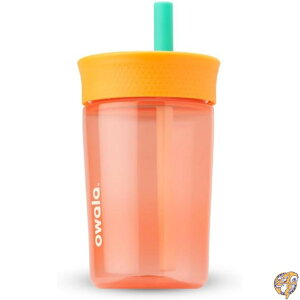 �y�ő�2000�~�N�[�|��15���zOwala Kids Insulation BPA-Free Plastic Tumbler with Spill Resistant Flexible Straw, Easy to Clean, Water Bottle, Great for Travel, Dishwasher Safe, 15 Oz, Orange and Peach (Watermelon)