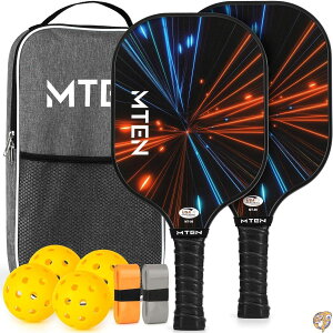 Pickleball Paddles Set of 2, USAPA Approved Fiberglass with 4 Balls, Carry Bag for Beginners & Pros