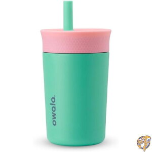 �y�ő�2000�~�N�[�|��15���zOwala Kids Insulation Stainless Steel Tumbler with Spill Resistant Flexible Straw, Easy to Clean, Water Bottle, Great for Travel, Dishwasher Safe, 12 Oz, Pink and Teal (Real Cool Fish)