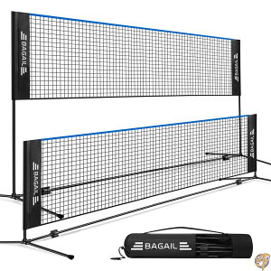 �y�N�[�|���z�M���zBAGAIL Badminton Net, Foldable Nylon Hieght Adjustable Stand and Portable Carry Bag, Easy to Assemble or Disassemble, Ideal Recreational Sports Net for Tennis, Kids Volleyball