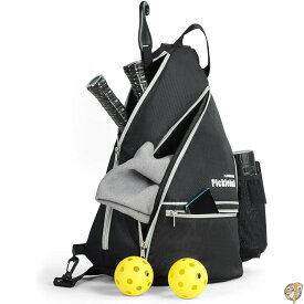 Mangrove ピックルボールバッグ メンズ&レディース ピックルボールバックパック 調節可能なスリングバッグ フェンスフック付き 容量アップ 安全ポケット ウォーターボトルホルダー 2020年デザイン ピックルボールパドルバッグ (ブラック)