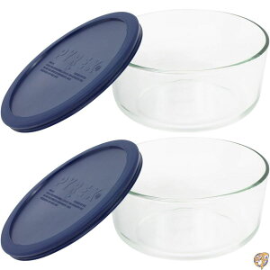 Pyrex (�p�C���b�N�X) �X�g���[�W ���E���h�f�B�b�V�� �_�[�N�u���[�̃v���X�`�b�N�W�t�� �N���A 4 Cup, Pack of 2 Containers �u���[