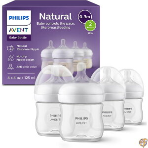 �y�ő�2000�~�N�[�|��!4���`�zPhilips AVENT Natural Baby Bottle with Response Nipple, Clear, 4oz (��120ml), 4pk, SCY900/04