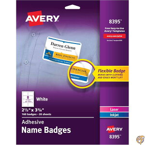 �y�ő�1000�~�N�[�|���zFlexible Self-Adhesive Laser/Inkjet Name Badge Labels, 2-1/3 x 3-3/8, WE, 160/Pk (���s�A���i)