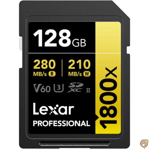 �y�ő�1000�~�N�[�|���zLexar 128GB �v���t�F�b�V���i�� 1800x UHS-II SDXC�������[�J�[�h(�S�[���h�V���[�Y)�B