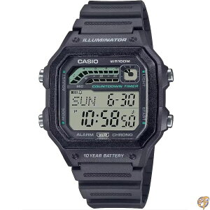 Casio Illuminator 10�N�o�b�e���[�J�E���g�_�E���^�C�}�[�A���[���N���m�O���t �����Y�f�W�^���r���v WS1600H-8AV�A�_�[�N�O���[, �O���[, WS-1600H-8A�B