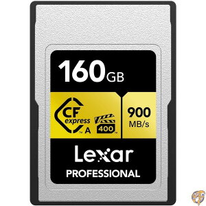 Lexar CFexpress�J�[�h TypeA 160GB GOLD �ő厝���Ǐo���x900MB/s �ő厝���������x800MB/s VPG 400 �����t�� �C�O�� LCAGOLD160G-RNENG