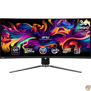MSI MPG 341CQPX QD-OLED 34�C���` �J�[�u OLED �Q�[�~���O���j�^�[ 3440 x 1440 (UWQHD) �������� 0.03ms 240Hz �g�D���[�u���b�N HDR 400 HDMI DP�|�[�g USB Type C �`���g ���������\