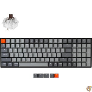 Keychron K4 96%���C�A�E�g 100�L�[ ���C�����X�EBluetooth 5.1/�L�� USB ���J�j�J���Q�[�~���O�L�[�{�[�h (Keychron Super Brown Switch���� �z���C�gLED�o�b�N���C�g N�L�[���[���I�[�o�[�Ή� Mac/Windows�Ή� PC