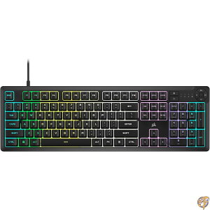 Corsair K55 CORE RGB �����u���� �Q�[�~���O�L�[�{�[�h �É��E�����X�|���X�X�C�b�` �ϐ��d�l 10�]�[��RGB ���f�B�A�L�[���� iCUE�Ή� QWERTY NA PC/Mac�Ή� �u���b�N