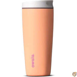 Owala SmoothSip Slider �ۉ��X�e�����X�X�`�[�����R�[�q�[�^���u���[ �J��Ԃ��g����A�C�X�R�[�q�[�J�b�v �z�b�g�R�[�q�[�p�g���x���}�O BPA�t���[ 20�I���X (��590ml) Peachy Keen
