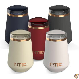 【クーポン配信中】RTIC Happy Hour 12オンス ワインタンブラー 5個セット 蓋付き セラミックコーティング 断熱ステンレス製 冷たい飲み物用ポータブルトラベルカップ マルチカラー