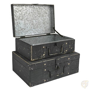 BellaDecor ���B���e�[�W�� �X�`�[�� �g�����N 2�Z�b�g �u���b�N �� �A���e�B�[�N�� ���[�{�b�N�X �W�t�� ������� �C���e���A �f�B�X�v���C ���g�� �������� ���[�P�[�X �召�Z�b�g �N���[�[