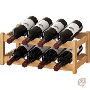 【1000円/555円クーポン配信中】竹製ワインラック ワイン収納キャビネット 棚 8本用ワインラック カウンタートップ 頑丈 キッチン ダイニングルーム パントリー用 2段ワインラック(ナチュラ
