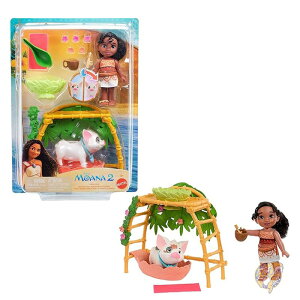 【1000円/555円クーポン配信中】モアナと伝説の海 ディズニー モアナ 2 シメア & プア バスタイム プレイセット ファッションドール お風呂用 おもちゃ 人形 動物の友達 浴槽 10種類以上のアク