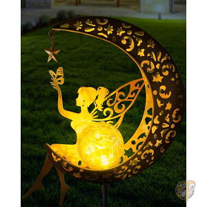 ソーラーガーデン 置物照明 像 屋外装飾 妖精の月 置物ライト パティオ 芝生庭 通路用 新築祝い ガーデニング ママ おばあちゃん ギフト Vuees ビュー