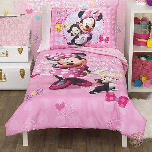 【1000円/555円クーポン配信中】ディズニー Disney ミニーマウス 幼児用寝具 4点セット ヘルプイング フレンズ フィットシーツ 枕カバー トップシーツ 掛け布団キルト ピンク