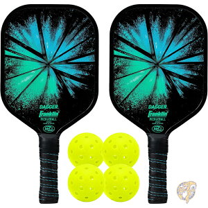 ピックルボールパドル&ボールセット ダガーファイバーグラスラケット(2本) X-40ボール(4個) USAピックルボール(USAPA)承認 2人用セット Franklin Sports フランクリンスポーツ