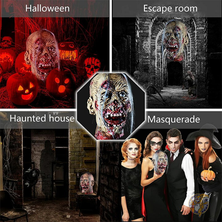 ハロウィン ヘッドプロップ - リアルな造形 お化け屋敷小物 - ホラー装飾 屋内 屋外 リビング 寝室 お化け屋敷用 Amazon | 【博】  ハロウィン グッズ 飾り お化け屋敷 雰囲気満点 リーパーリーパー ホラードアバーの小道具 骸骨 ドクロ ハウスハンギング 幽霊 ... 怖い ... ハロウィンヘッドプロップ | リアルな造形 お化け屋敷小物,ホラー 防水仕様 玄関 庭 リビング 寝室 屋内 屋外 ディスプレイ