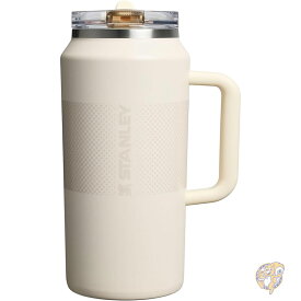 スタンレー STANLEY Quencher ProTour フリップストロータンブラー 漏れ防止蓋付き ストローとハンドル内蔵 旅行用カップホルダー対応 断熱ステンレススチールカップ BPAフリー 64オンス 1.89L クリームフェード