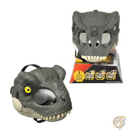 【1000円/555円クーポン26時間】ジュラシック・ワールド リバース T-Rex ティラノサウルス レイジ&ロアマスク ライトアップアイ付き ブリンクアクション 3段階攻撃効果付き 恐竜コスチューム ヘッドギアおもちゃ Mattel マテル おもちゃ クリスマス