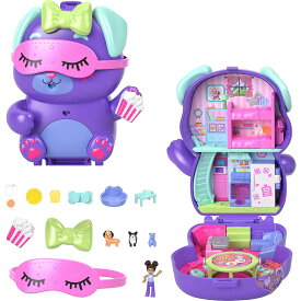 【最大2000円クーポン10日〜】ポリーポケット Polly Pocket 人形 プレイセット スリープオーバーパピーコンパクト マイクロドール1体付き 旅行用おもちゃ ペット犬 フード＆ファッションスタイリングアクセサリー おもちゃ
