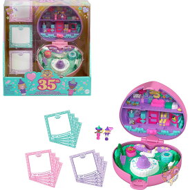【クーポン配信中】ポリーポケット Polly Pocket 人形＆プレイセット コレクター向け ヘリテージコンパクト の誕生日パーティータイムスタンパー マイクロ人形2体 パーティースタンプ3個 文房具カード12枚付き おもちゃ