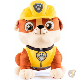 パウパト 人形 パウパトロール ラブル ぬいぐるみ クッション 約37×22×20cm Paw Patrol Rubble 抱き枕 子供用 かわいい キャラクター クッション 公式ライセンス ギフト 誕生日 クリスマス 大きいサイズ