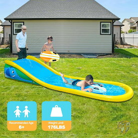 ウォータースライダー 4.5m 大型 スプリンクラー付き ウォータースライド 滑り台 ボード2個付属 子供用 キッズ 夏 水遊び 屋外 庭 家庭用 プール 巨大 大きい 噴水 おもちゃ アウトドア イベント プレゼント ビニールプール 幼児 夏休み 送料無料