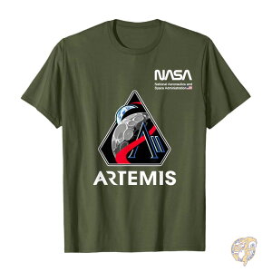 NASA �A���e�~�X�v�� �A���e�~�XII T�V���c ���[�����S �~�b�V�����p�b�` ���� �F�� Artemis II ���ST�V���c �A���e�~�X �� �A�����J�A�� �I���[�u�O���[�� Olive Green Artemis Mission Patch Worm Logo T-Shirt 