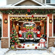 クリスマス デコレーション Christmas クリスマス ガレージドアカバー 約213×244cm ヴィンテージ レッド…