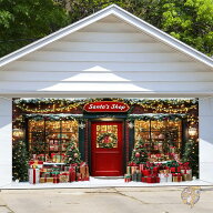 クリスマス デコレーション Christmas Santa's Shop Garage Door Cover クリスマス ガレージドアカバー …