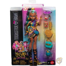 モンスターハイ Monster High ネフェラ・デ・ナイル Nefera De Nile ドール エジプト王族 ミイラドレス ペット スカラベ ラビッシュ Lavish 7種のアクセサリー ゴールドジュエリー サングラス ヒエログリフ柄バッグ コブラヒール アメリカ輸入おもちゃ クリスマス 誕生日