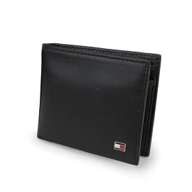 TOMMY HILFIGER トミーフィルフィガー 二つ折り財布 レザー財布 31TL25X003 本革 トミー メンズ 財布 二つ折り バイフォールド ウォレット ブラック おしゃれ かわいい かっこいい 本革 革 ブランド 大容量 プレートロゴ