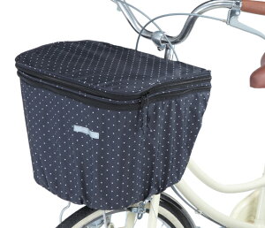 自転車 カバー kawasumi カワスミ KW-545BK/WD 2段式水玉前カゴカバー